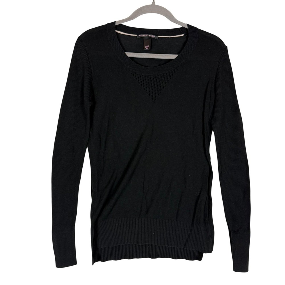Victoria's Secret Sweater Womens Medium Black Crew Neck Long Sleeve Pullover